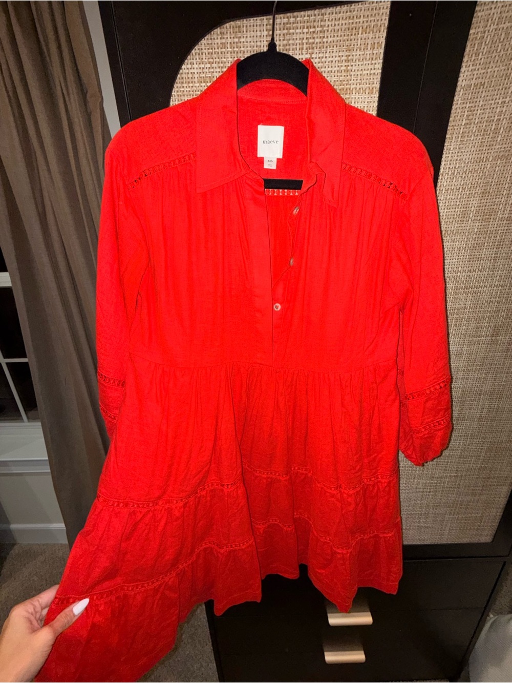 Maeve by Anthropologie Bright Red Tiered Tunic Dress